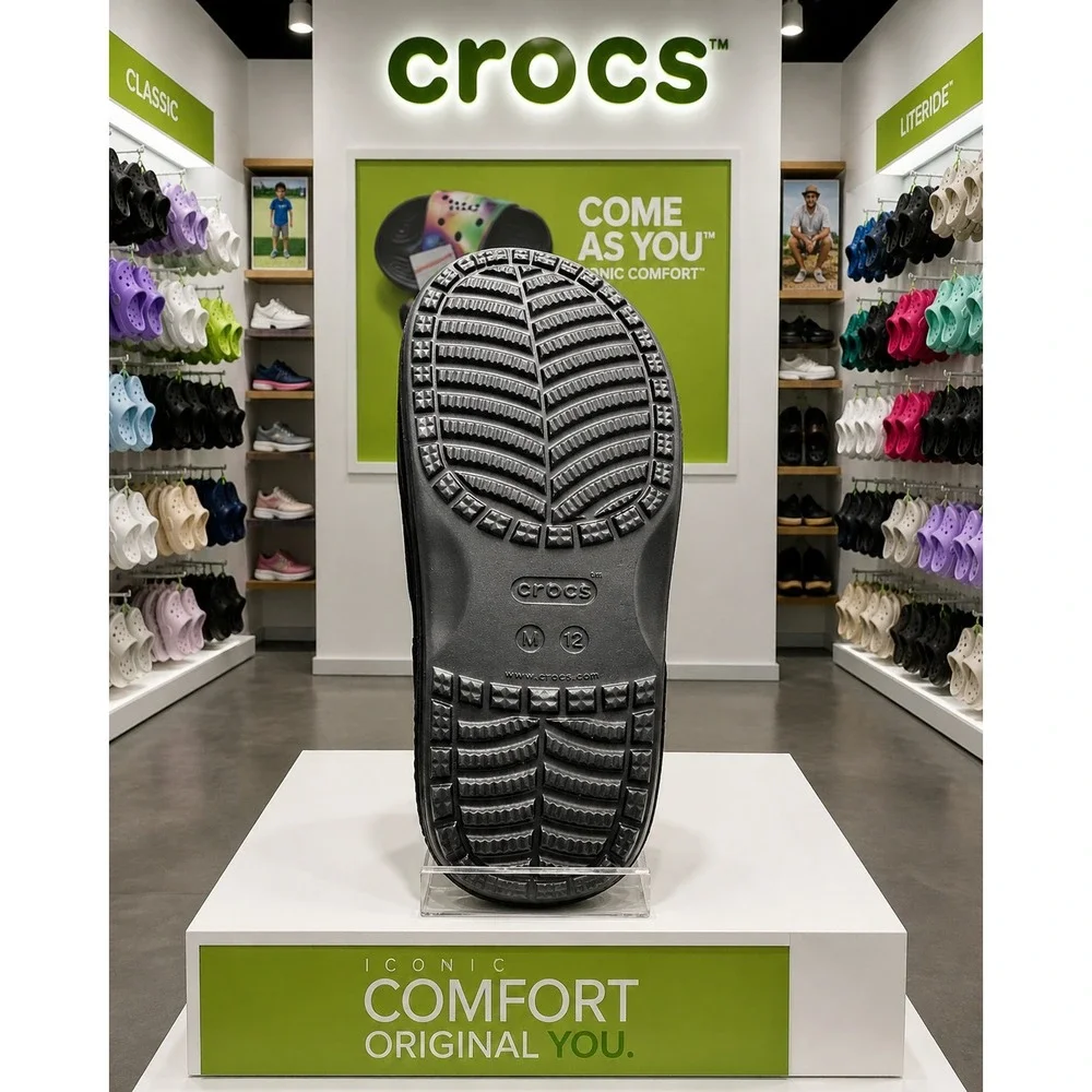 Crocs‎ Classic Slide Multi Heat Wave Black Multi Color Sandals Mens 12 NEW